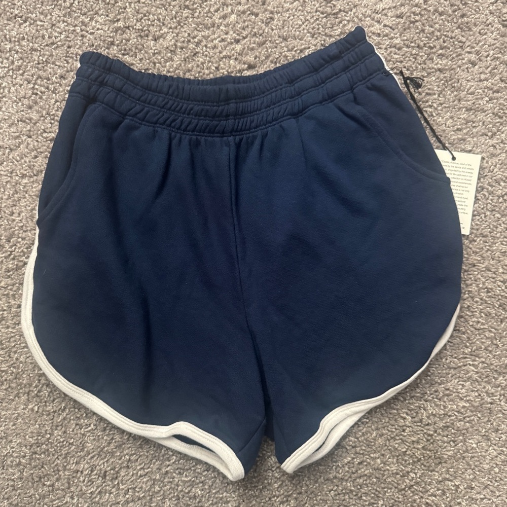 NWT-Electric & Rose Navy Blue Athletic Shorts with White Trim Size Small